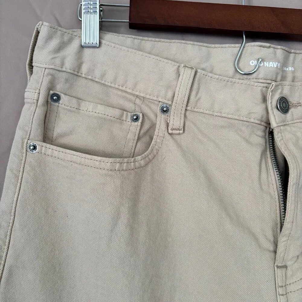 Old Navy Mens 5 Pocket Slim Light Khaki Built in Flex 34X30 Preppy Office Casual - Picture 4 of 12